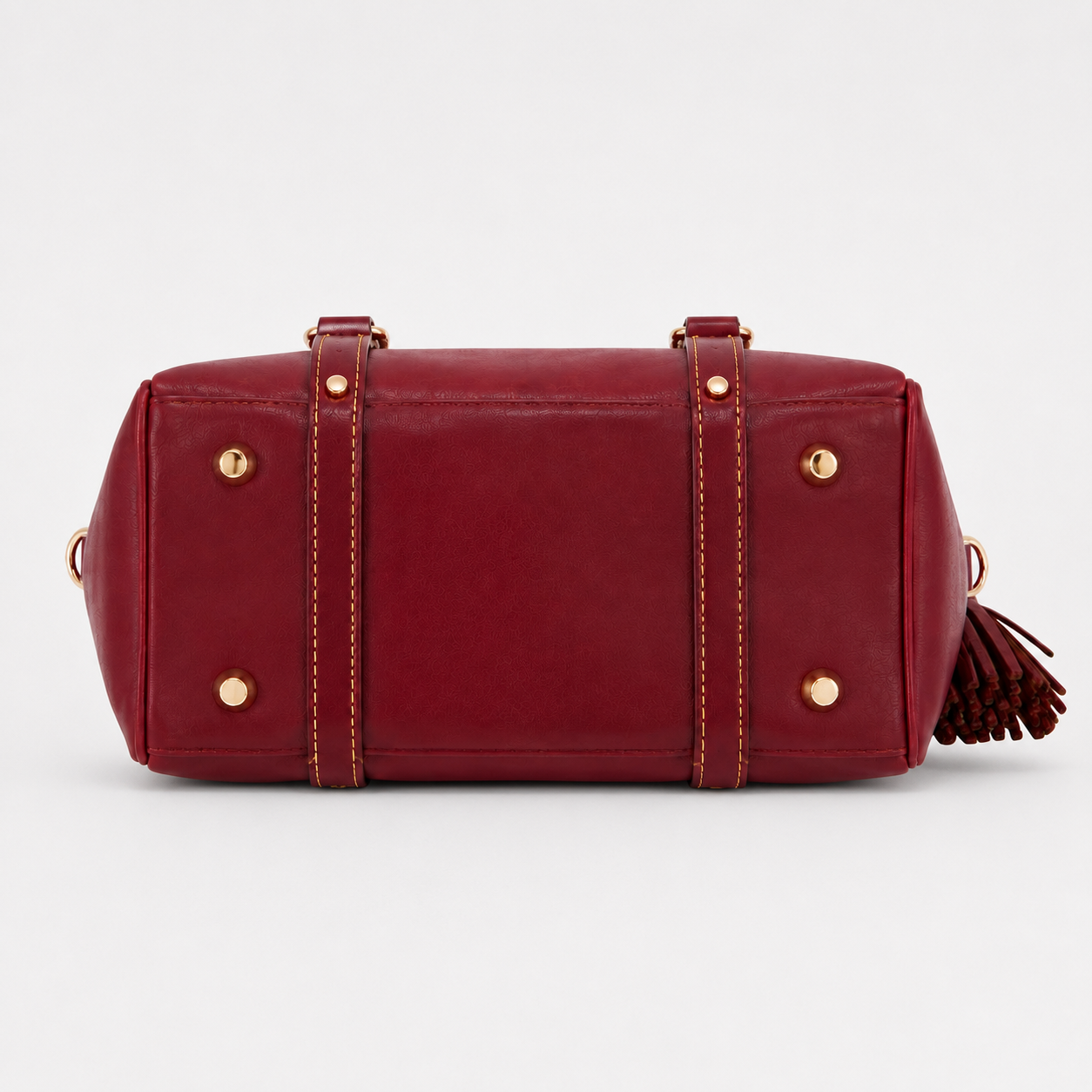 Bag Stige Burgundy Structured Satchel Handbag with Shoulder Strap
