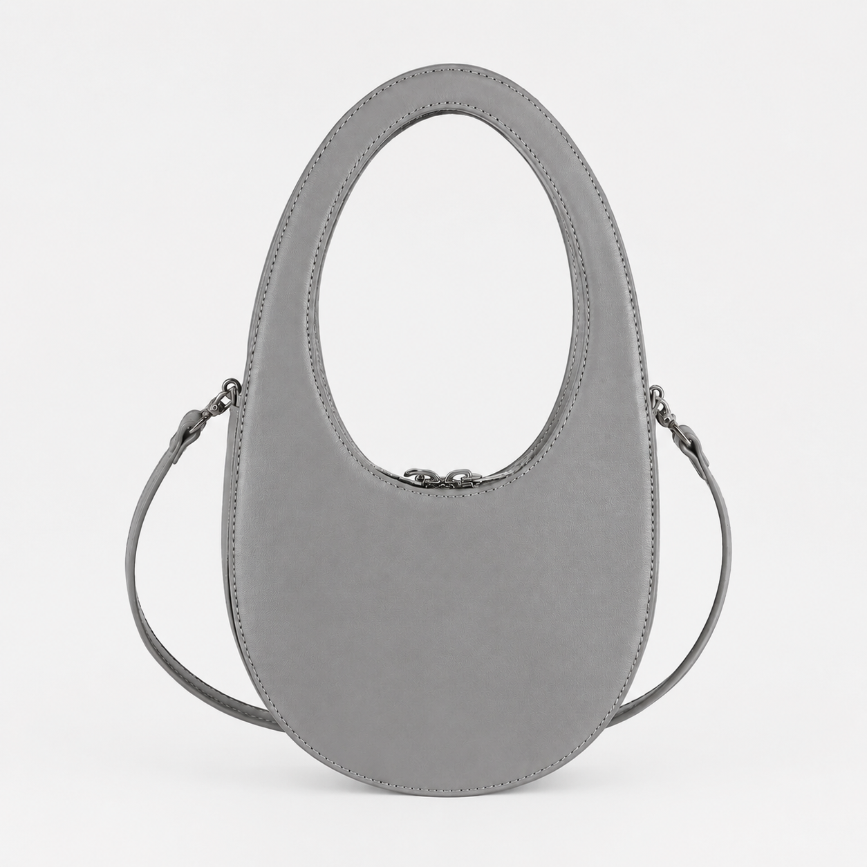 Bag Stige Gray Oval Cutout Handle Shoulder Bag