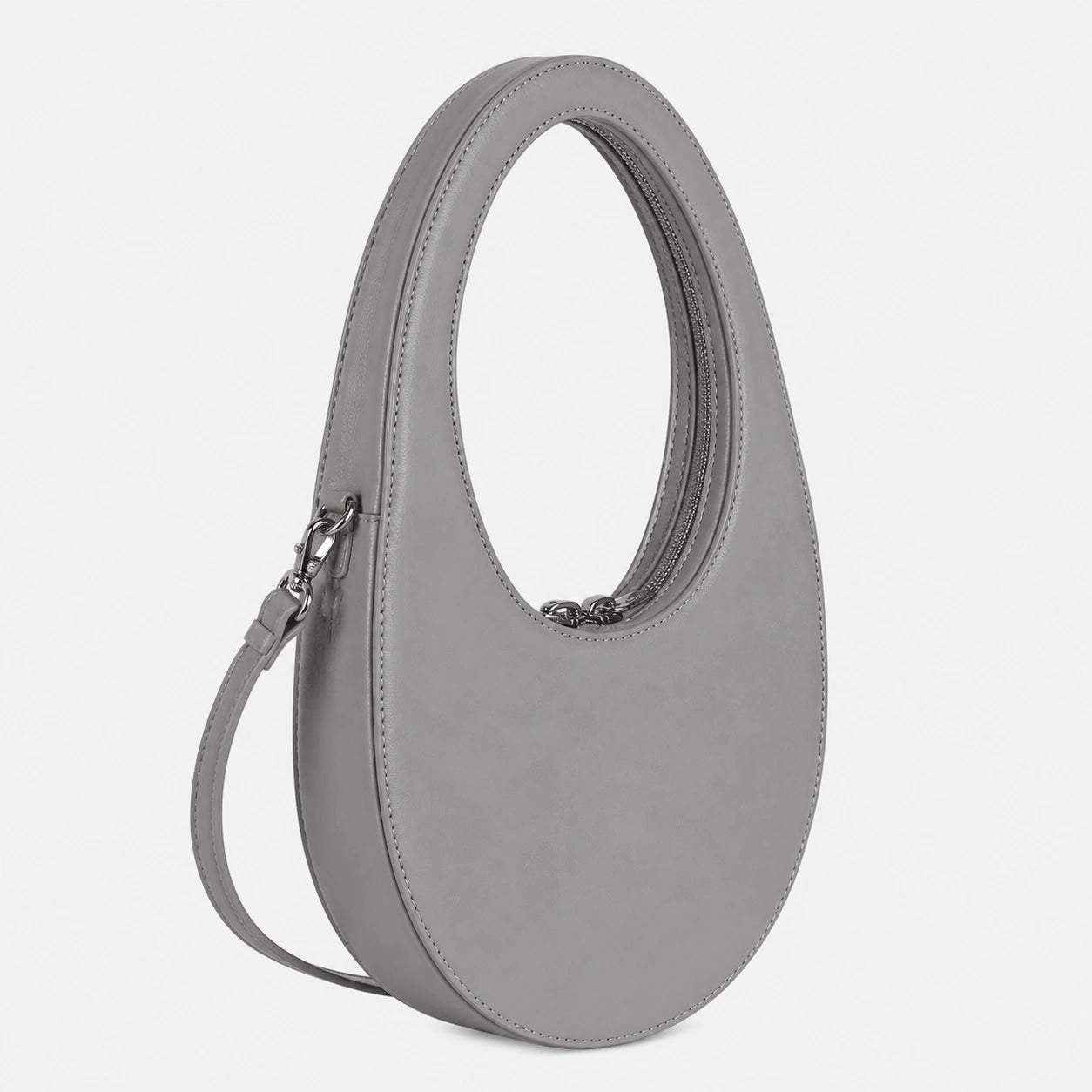 Bag Stige Gray Oval Cutout Handle Shoulder Bag