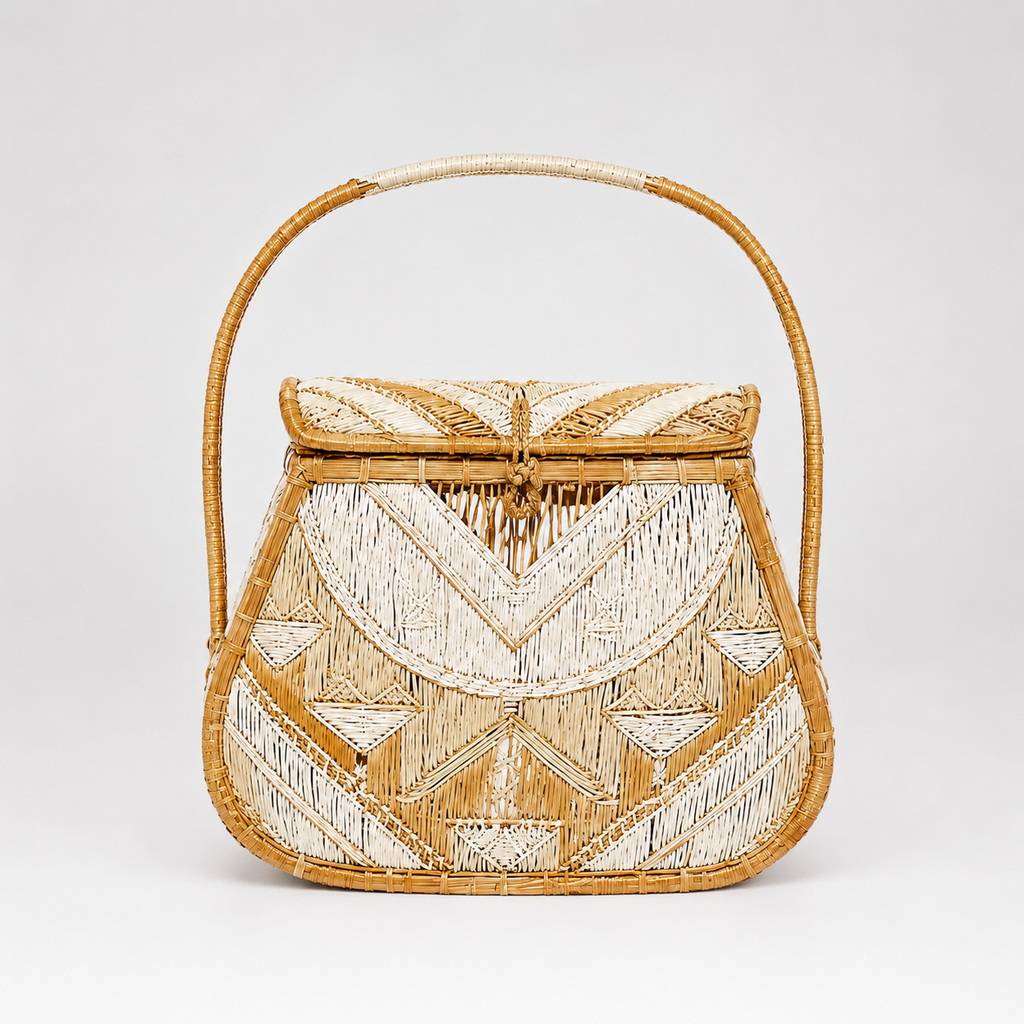 Bag Stige Natural Beige Woven Wicker Top Handle Handbag