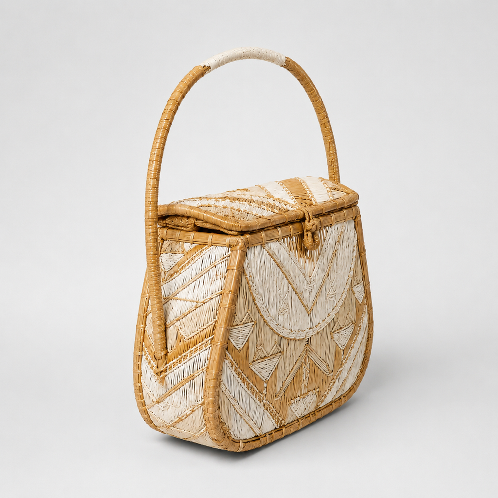 Bag Stige Natural Beige Woven Wicker Top Handle Handbag