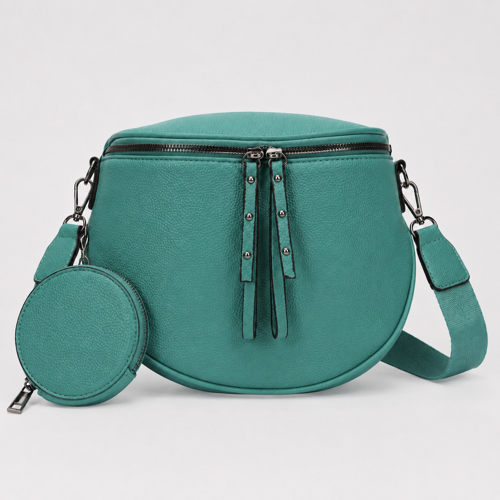 Bag Stige Teal Textured Synthetic Leather Crossbody Bag with Coin Pouch