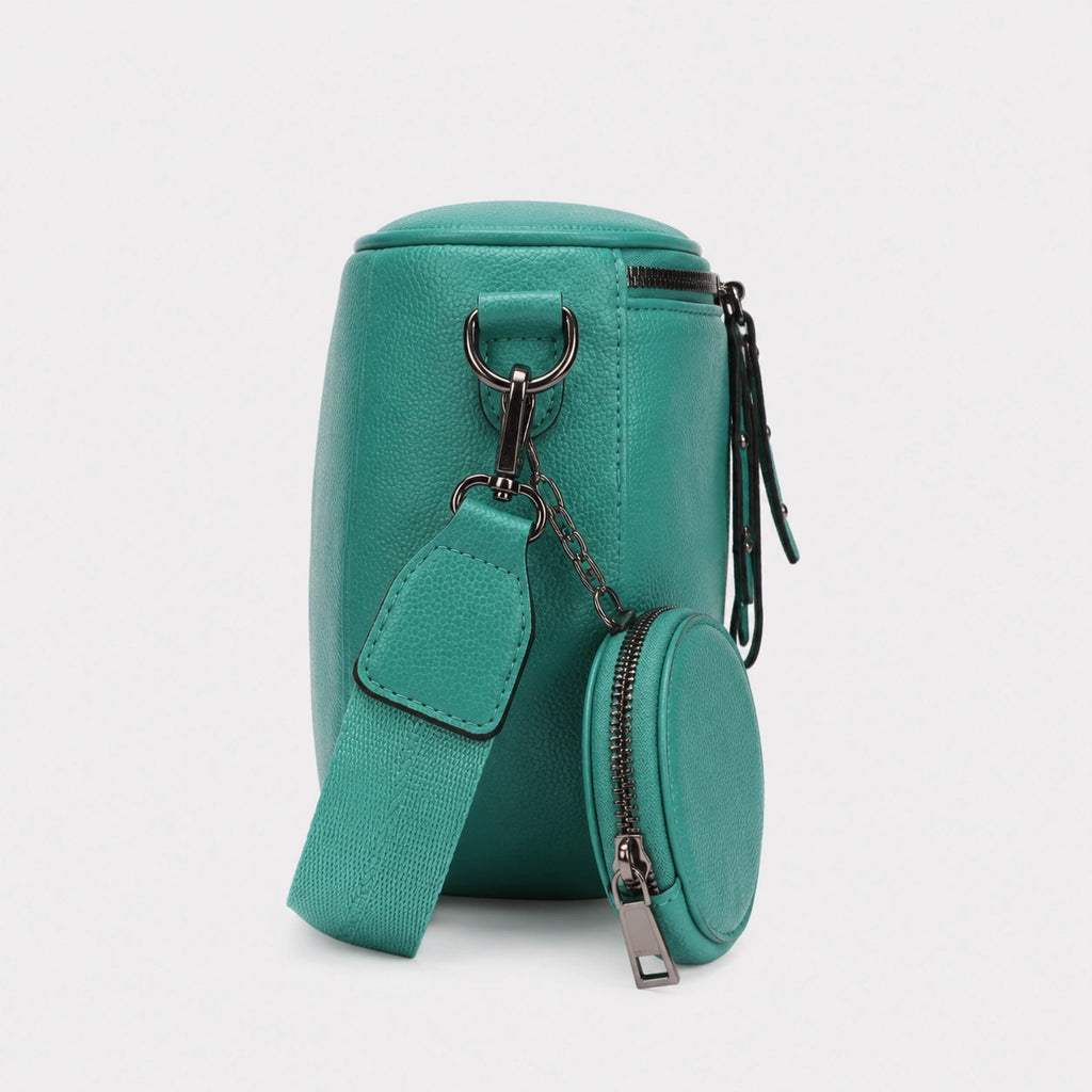 Bag Stige Teal Textured Synthetic Leather Crossbody Bag with Coin Pouch